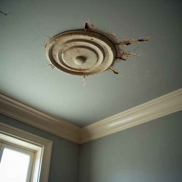 Water damaged ceiling rose