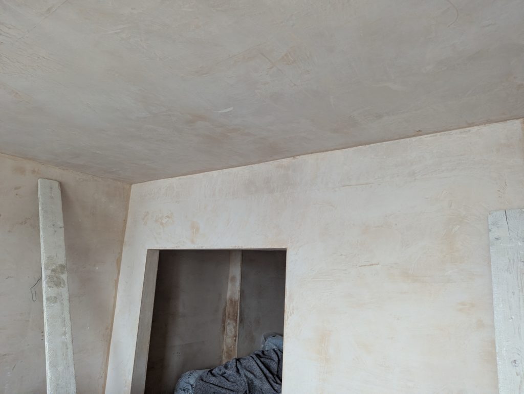 Wide view of bay window before cornice installation