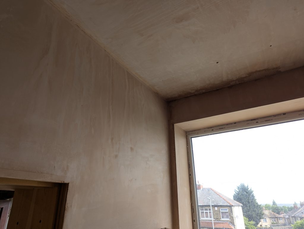 Bay window area before decorative cornice installation